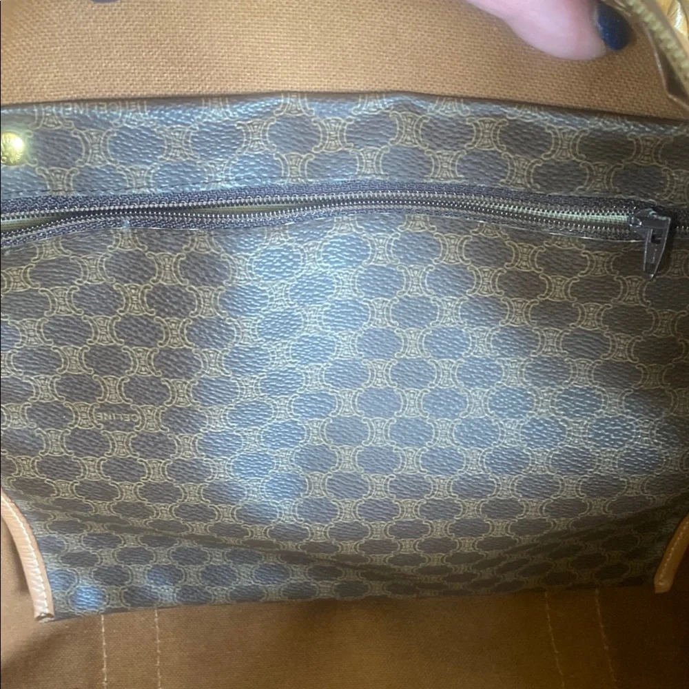 Celine Brown Duffel Bag with Monogram Print with Lock and Key